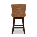 English Elm Holmes Tufted High-Back 360 Swivel Counter-Height Barstool, Tan Brown Faux Leather