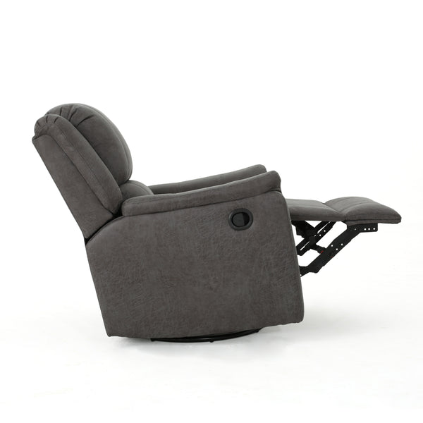 English Elm Christopher Knight Home® - GLIDER Plush Fabric Swivel Recliner with Smooth Gliding Motion, Contemporary Upholstered Comfort Slate 61368.00MF