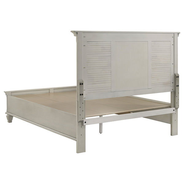 English Elm Capistrano Rustic Distressed White Queen Bed with 2 Drawers, High Louvered Headboard & Tapered Feet B062S00932