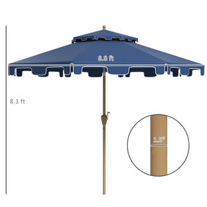 English Elm Outsunny 9' Double-Top Patio Umbrella With Crank & Tilt - Stylish Outdoor Market Shade For Summer Fun W2225P217594-GIGA