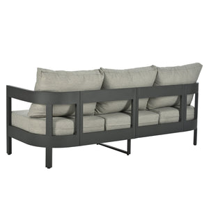 English Elm U_STYLE Outdoor Patio Seating Set with Durable Iron Frame, Plastic Wood Table, Thick Cushions for Comfort Light Gray WY000442AAA