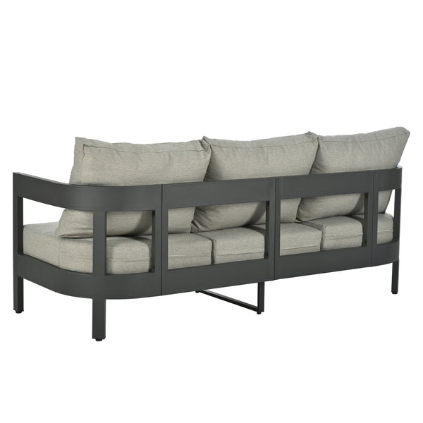 English Elm U_STYLE Outdoor Patio Seating Set with Durable Iron Frame, Plastic Wood Table, Thick Cushions for Comfort Light Gray WY000442AAA