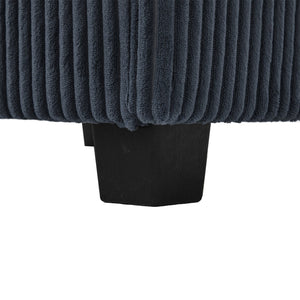 English Elm UNITED Corduroy L-Shaped Sectional Sofa with Storage Ottoman, USB Ports, Cup Holders & LED Lighting Navy W1568P332406