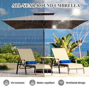 English Elm 10'X10' Square Cantilever Umbrella with Hydraulic Open, 5-Position Tilt, UPF50+ Polyester Canopy Gray W1859P337785