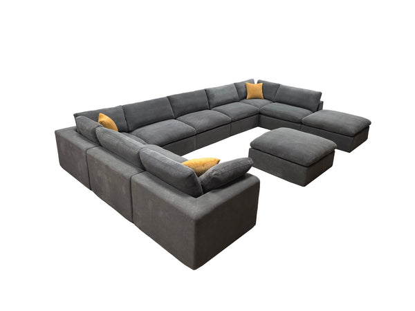 English Elm Coffee Bean Upholstered Modular Sectional with Toss Pillows for Modern Living Rooms B2748S00075