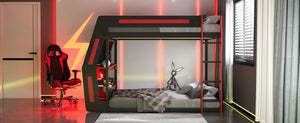 English Elm Full-size Gaming Loft Bed with Integrated Rgb Desk Usb Ports and Esports Frame Red LT000239AAR