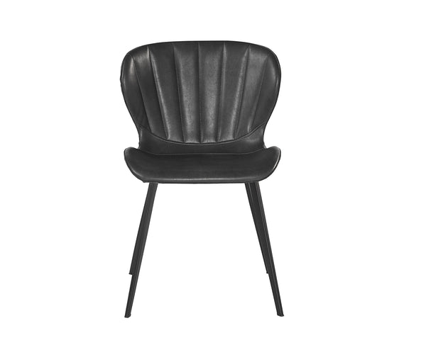 Sunpan Arabella Modern Dining Chair with Clamshell Tufting, Black Steel Legs, Stylish Comfort and Durability Bravo Portabella / Polo Club Kohl Grey