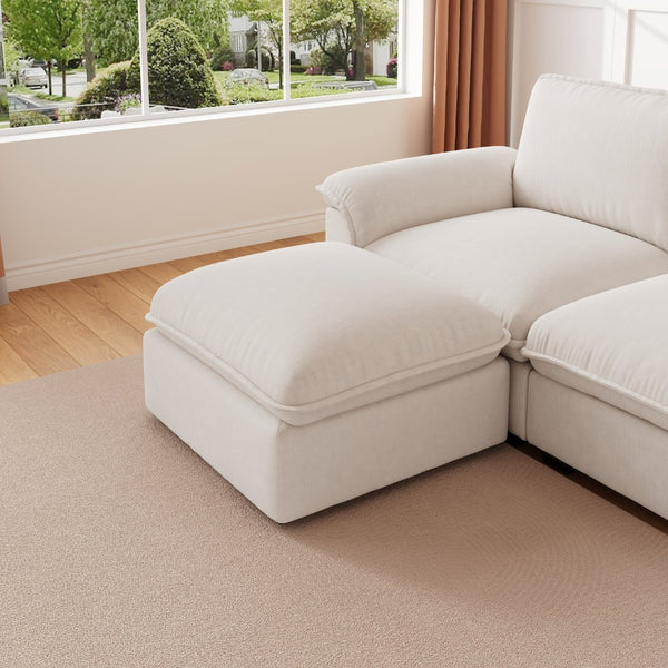 English Elm Cloud Sectional Sofa with Movable Chaise Soft Chenille Upholstery for Modern Living Rooms Beige W1359S00062