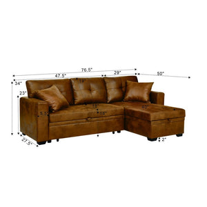 English Elm Sleeper Sectional with Pull Out Bed Storage Chaise Tufted L Shaped Living Room Sofa W5568S00006