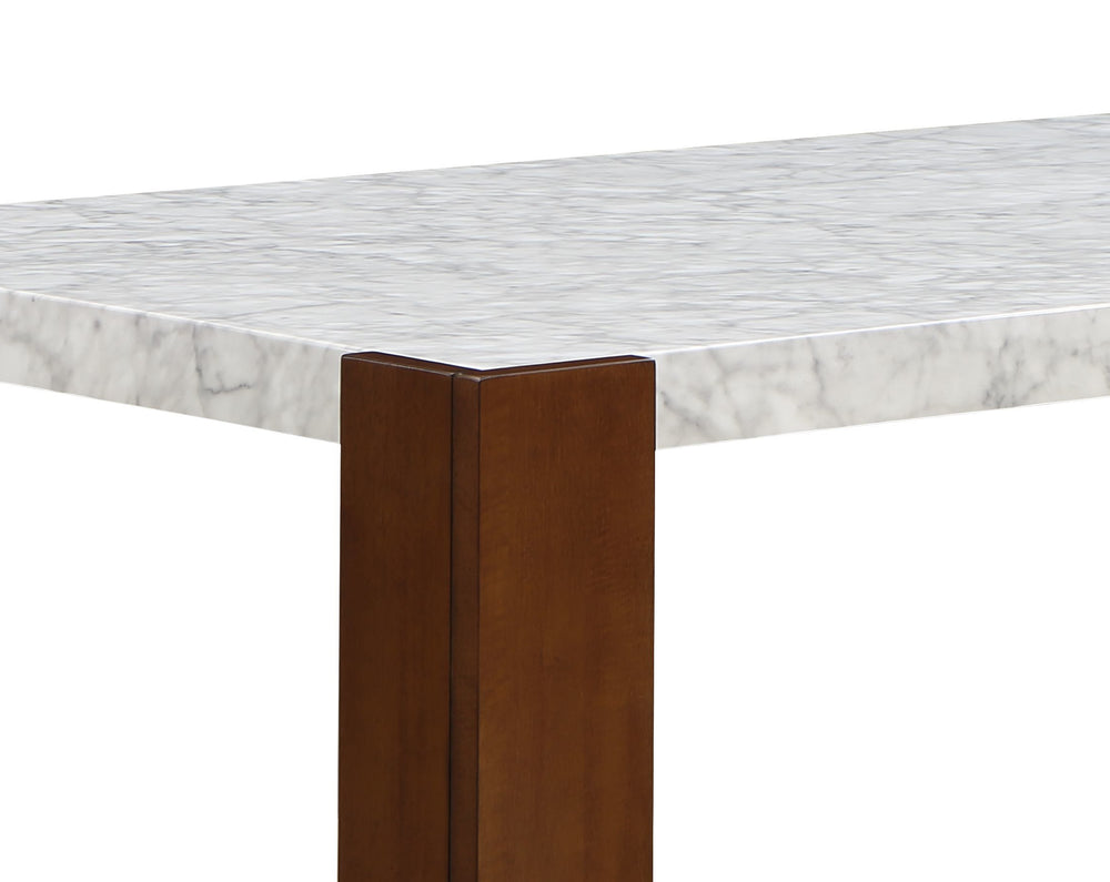 English Elm Hettie Contemporary Dining Table with Engineered Marble Stone Top, Walnut Legs, Durable 100lbs Capacity B2726P277292