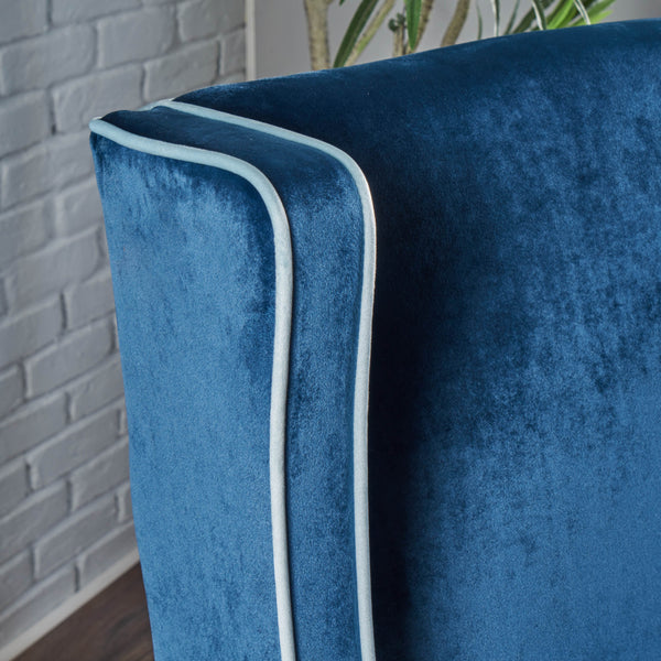 English Elm Christopher Knight Home® - CLUB Velvet Armchair with Tonal Piping and Two-Tone Upholstery, Plush Durable Craftsmanship, Cozy Statement Piece Blue 61443.00CLBL