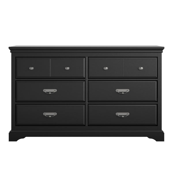 English Elm Bristol Six Drawer Bedroom Dresser with Smooth Metal Slides and Classic Black Finish B2733S00014