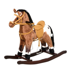 English Elm Qaba Plush Rocking Horse with Metal Frame Interactive Sounds for Kids Playroom W2225P200760