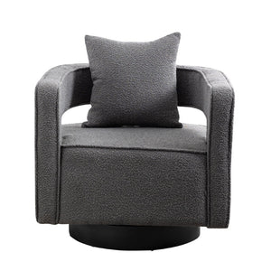 English Elm 29.13"w Boucle Swivel Accent Chair Open Back 360 Rotation Modern Lounge Seating Gray W3188P417878