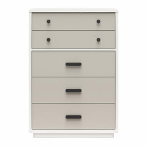English Elm 5-drawer Tall Dresser with Matte Black Handles Two-toned Finish for Urban Bedroom B2733P444489