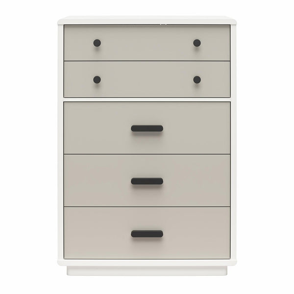 English Elm 5-drawer Tall Dresser with Matte Black Handles Two-toned Finish for Urban Bedroom B2733P444489