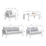 English Elm 5 Pieces Outdoor All-Weather Conversation Set, Sectional Sofa, Aluminum Couch - Light Gray Cushions