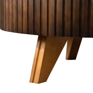 English Elm 35.4 Modern Round Retro Coffee Table with Solid Wood & MDF, Sturdy 110lb Capacity, Stylish Centerpiece Brown W757P241082