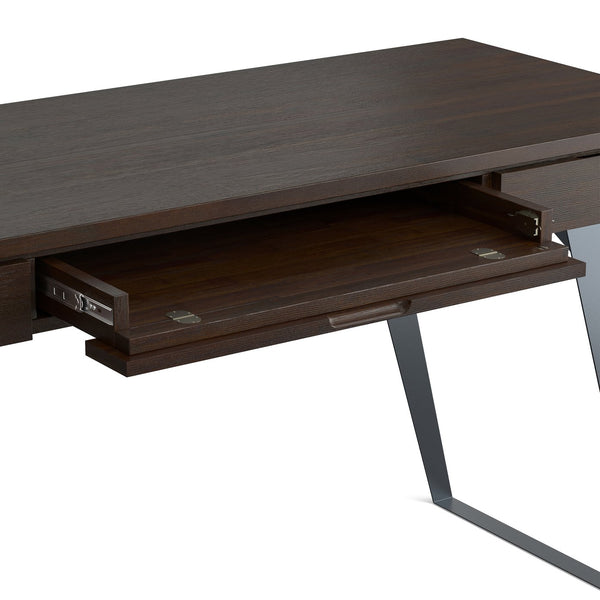 English Elm Lowry - Industrial-Style Desk In Distressed Hickory Brown With Metal Accents & Ample Storage Space B136P158878