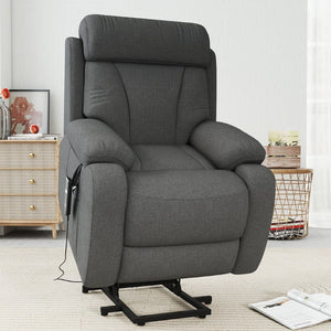 English Elm Power Lift Recliner For Seniors – Compact Electric Chair In Dark Gray Snowflake Velvet, Remote Control W1028S00052-GIGA