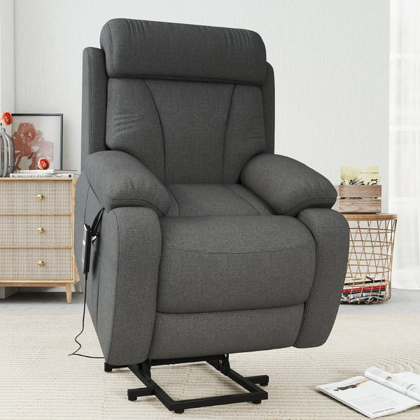 English Elm Power Lift Recliner For Seniors – Compact Electric Chair In Dark Gray Snowflake Velvet, Remote Control W1028S00052-GIGA