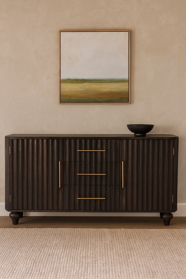 English Elm Solid Wood Savoy Sideboard - Stylish Grey Buffet With 2 Doors & 3 Drawers For Elegant Storage Solutions B182P372163-GIGA