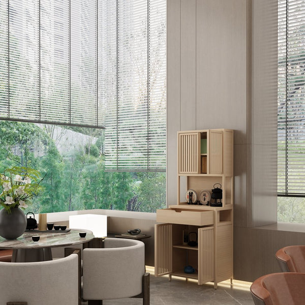 English Elm 72-foot-tall, bamboo double-door storage cabinet in natural finish with drawers, eco-friendly high-capacity organizer for bedroom, bathroom, dining, living rooms W2207P242502