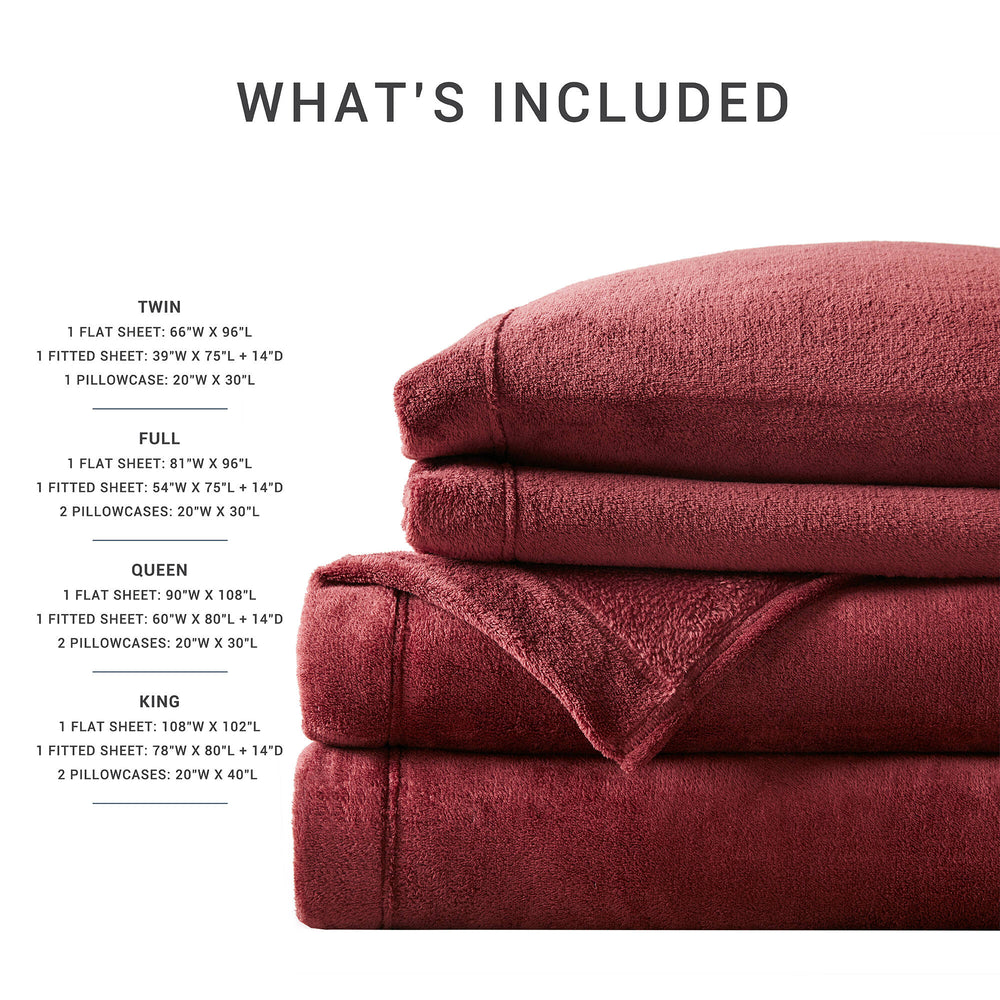 English Elm 3 Pcs Twin Micro Plush Sheet Set - Luxurious Burgundy Bedding For Year-Round Comfort & Style B035P319758