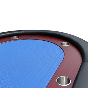 English Elm 96" Oval Poker Table Folding Felt Surface Wood Racetrack Rail Stainless Cup Holders Blue W2748S00038