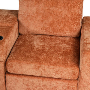 English Elm 120.5" L-shaped Convertible Sofa Bed Modular Sectional with Pull-Out Sleeper, Chenille, Storage, Cup Holders Orange N719S001940G