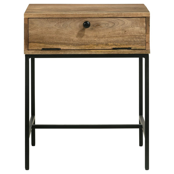 English Elm Wyrik Solid Mango Wood Drop-front End Table with Iron Base for Living Rooms B062P451780