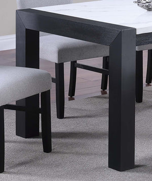 English Elm Elegant White Faux Marble Top Dining Table for 6, 66" Rectangular Surface with Charcoal Wood Base, Modern Durable Design B011P367200