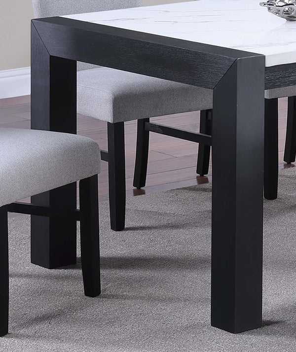 English Elm Elegant White Faux Marble Top Dining Table for 6, 66" Rectangular Surface with Charcoal Wood Base, Modern Durable Design B011P367200