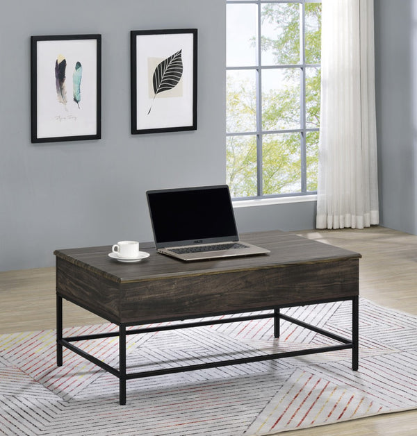 English Elm Claudio Lift Top Coffee Table with Hidden Storage and Black Metal Frame for Living Room B2749P413289