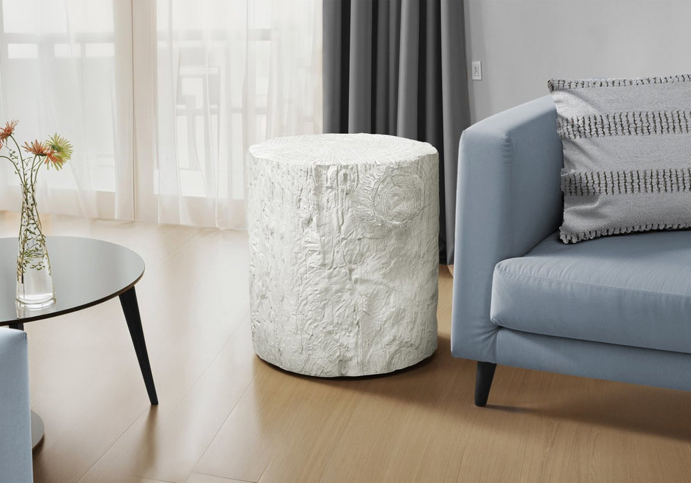 English Elm Accent Tree Stump Round Side Table Sculptural White Magnesium Oxide Indoor Outdoor B2710P461669