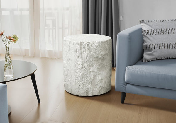 English Elm Accent Tree Stump Round Side Table Sculptural White Magnesium Oxide Indoor Outdoor B2710P461669