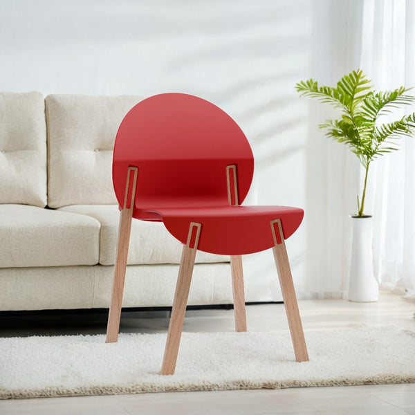 English Elm 4-Pack Crimson Chairs with Solid Red Oak Legs, Ergonomic PP Seats, 330lb Strength, Scratchproof Finish W3450P322873