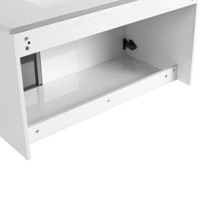 English Elm 36" Freestanding Bathroom Vanity Plywood Base Resin Sink Soft Close Storage W999S00525