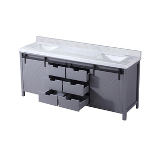 English Elm Dark Grey Double Bath Vanity With Elegant Carrara Marble Top - 80 In. W, Modern Storage Design B2731P260062