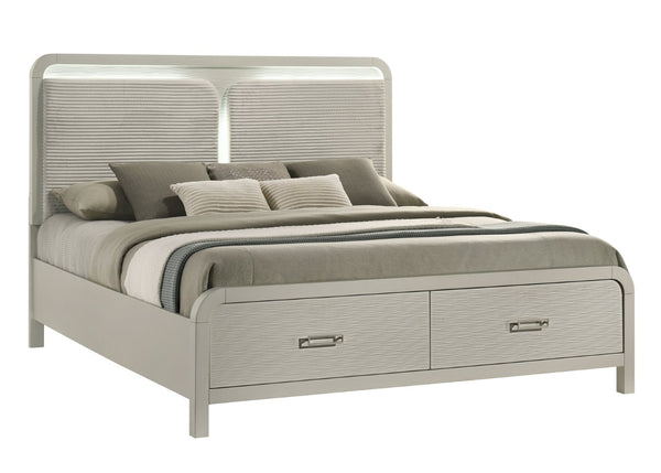 English Elm Aria Queen Bedroom Set with Storage Bed Illuminated Headboard and High-gloss Finish B009S01902