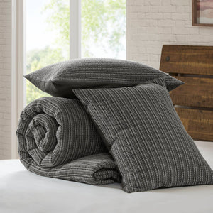 English Elm 3PCS Waffle Washed Comforter Set Full/Queen with Breathable 100% Cotton Face and Plush 270G Fill Charcoal 23 L x 21 W x 12 H B035P341106