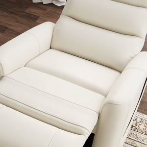 English Elm Faux Power Lift Chair with Premium Faux Leather, USB Charging, Side Pockets & Quiet Motor Recline Off White B339P409531