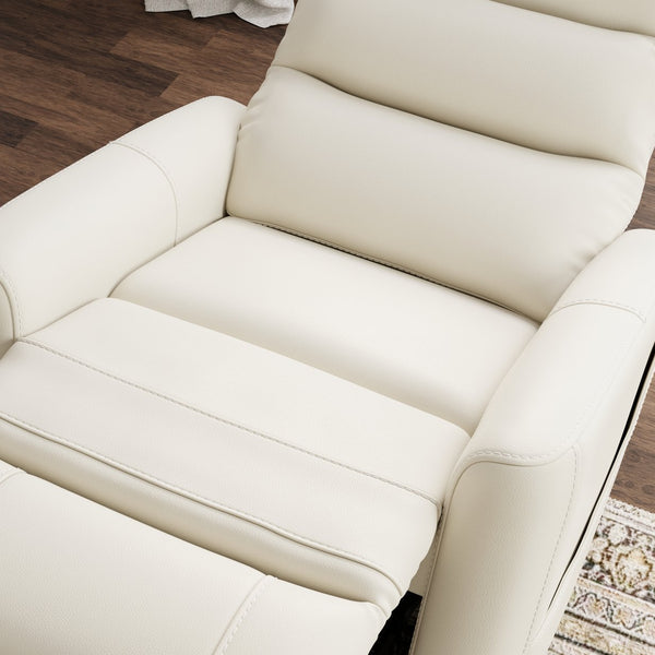 English Elm Faux Power Lift Chair with Premium Faux Leather, USB Charging, Side Pockets & Quiet Motor Recline Off White B339P409531