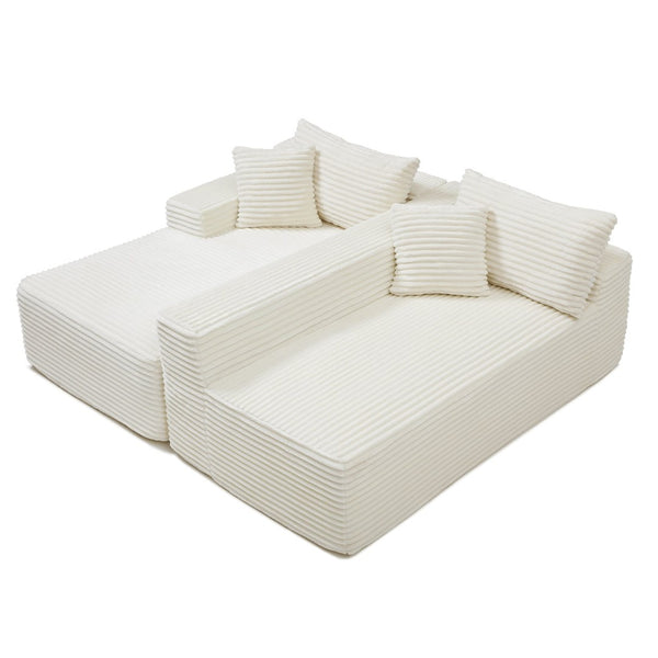 English Elm 105'' Modular Cloud Sectional Corduroy Couch Deep Seat L-shape Living Room Sofa W1117P377673