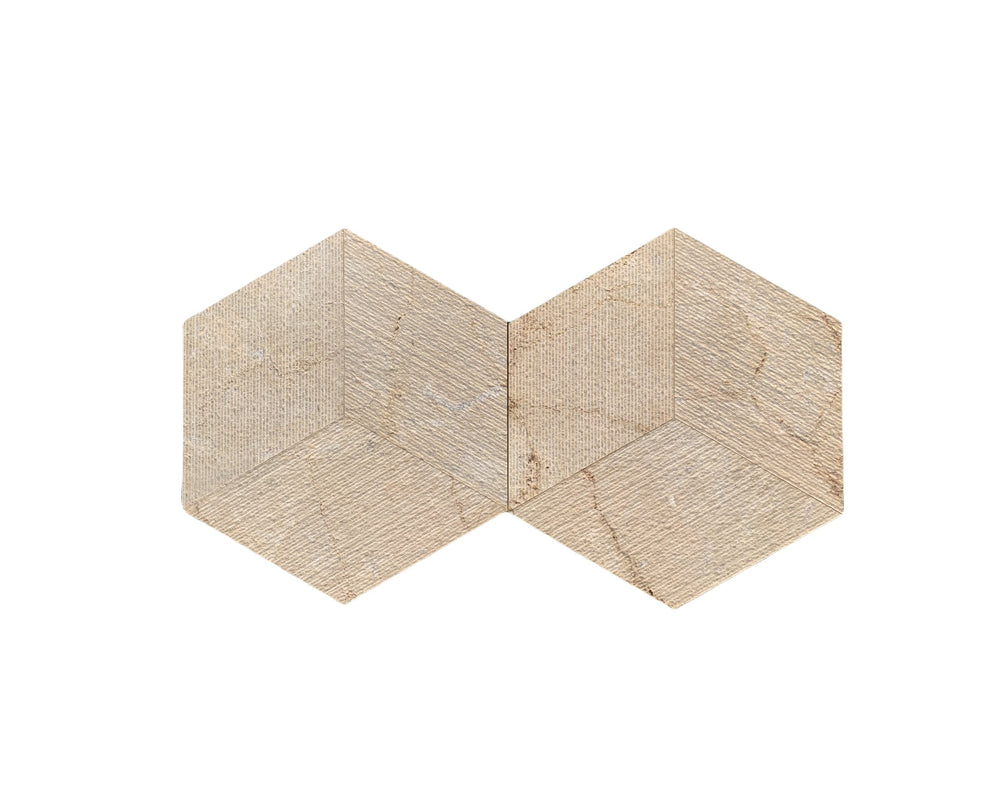 English Elm Hexagon Gold Beige Yellow Marble Tiles - Textured Fluted Finish For Stunning Bathroom Walls & Accents W1696P262336