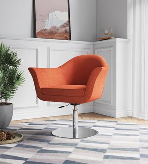 English Elm Voyager Woven Blend Swivel Lounge Chair with Chrome Base, Adjustable Height, Foam Cushion Comfort Orange B365P398429
