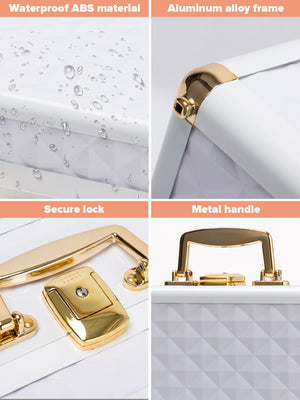 English Elm Portable Led Vanity Makeup Case Aluminum Travel Organizer with Mirror Lock Dividers W1550P163303