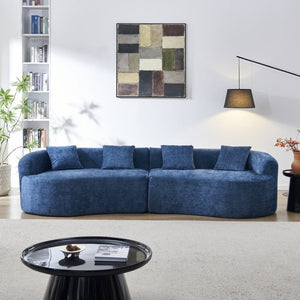 English Elm 111" L Shaped Cloud Sofa Plush Chenille Upholstered High Density Foam Apartment Living Room Blue W1669S00055