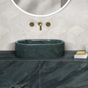 English Elm Green Natural Marble Vessel Sink - Polished Elegance For A Luxurious Bathroom Oasis, 23.6X15.7 Inches W1696P333275