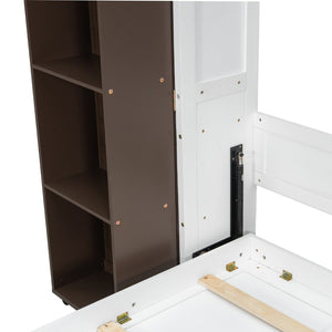English Elm Queen Murphy Wall Bed with Hydraulic Lift and Push Pull Cabinet Storage Unit Espresso LP000381AAP